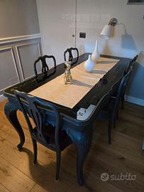tavolo piano cristallo e 6 sedie