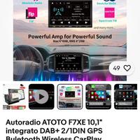 Autoradio ATOTO f7 10” Carplay/Android wireless