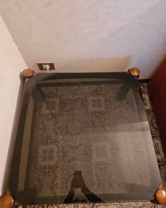 Tavolino vetro e legno