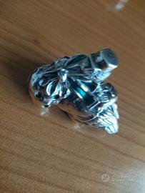 cicogna  in argento con bimbo nel fagotto 