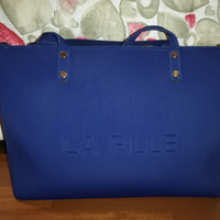 Borsa shopper La Fille des Fleurs blu
