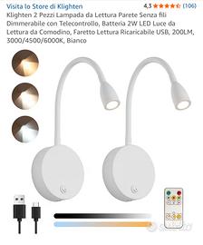 2x lampada da lettura senza file ricaricabile usb