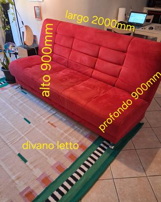 divano letto in tessuto rosso 