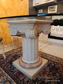 Tavolo di Cristallo con colonna in Marmo