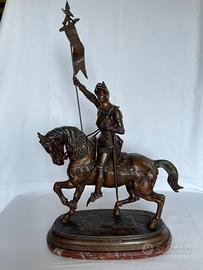 GIOVANNA d'ARCO A CAVALLO-SCULTURA METALLO BRONZAT