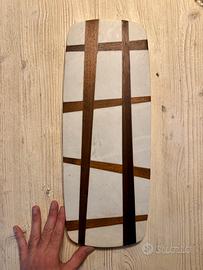 Tagliere vintage in marmo e legno 45 cm geometrico