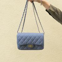 BORSA A SPALLA VERA PELLE ARTIGIANALE AZZURRO AVIO