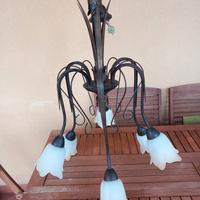 Lampadario 6 luci in ferro battuto