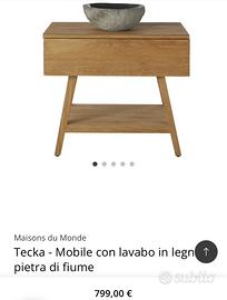 Mobile bagno legno e lavabo pietra