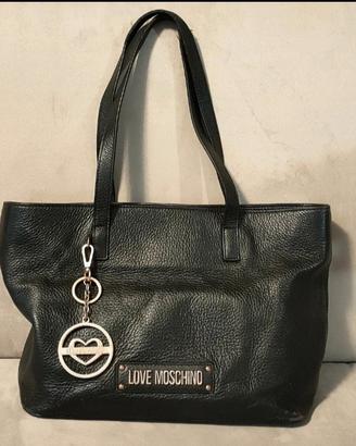 Borsa in vera pelle Love Moschino + portachiavi