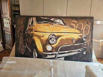 Quadro in rilievo su tela Fiat 500