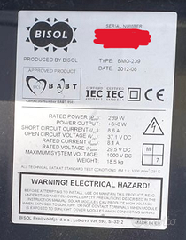 5 pannelli fotovoltaici silicio mono usati 239w