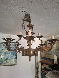lampadario in ottone