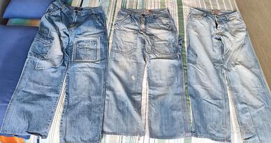 3 Jeans Uomo Chiari Taglia 46 Stile Cargo/Slavati