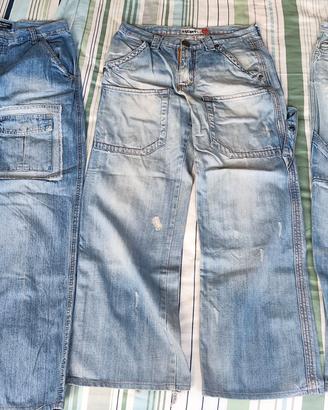 3 Jeans Uomo Chiari Taglia 46 Stile Cargo/Slavati