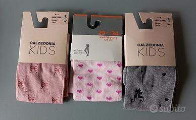 Calze collant bambina 6/8 anni 3 pezzi nuove