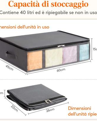 Contenitori Sottoletto, Scatole Vestiti 40Lt 3 pez