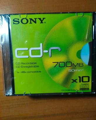 confezione 10 cd-r SONY da 700MB (80 minuti)