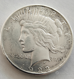 Moneta 1 dollaro di argento anno 1922