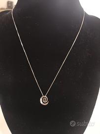 Collana in oro bianco massiccio 18 Kt. e Diamanti 