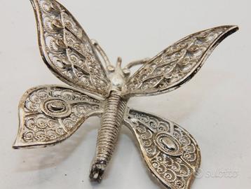 Spilla farfalla Vintage filigrana argento