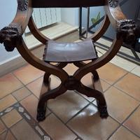 Sedia Savonarola legno e cuoio