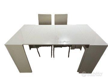 Tavolo Consolle Allungabile Bianco Lucido