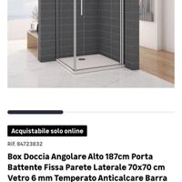 Box doccia vetro angolare 70x70