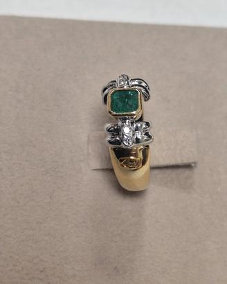 ANELLO SMERALDO E DIAMANTI RECARLO ORO GIALLO