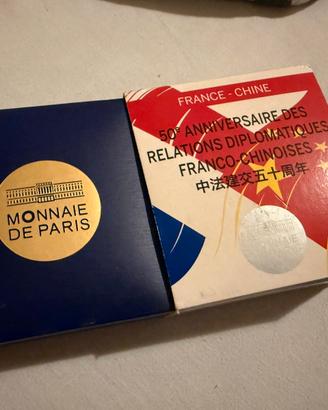 Moneta argento Francia Cina 50º anniversario