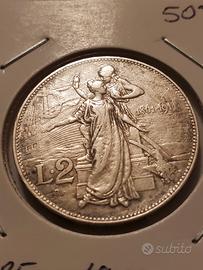 2 lire 1911 cinquantenario Vittorio Emanuele III 