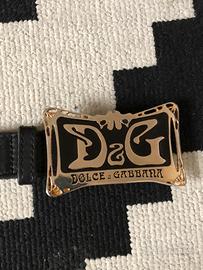 Cintura pelle nera Dolce&Gabbana con fibbia logo