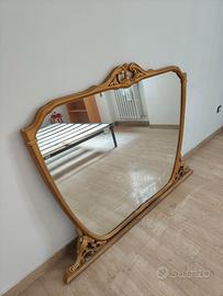 Grande Specchiera d'Epoca Dorata Stile Barocchetto