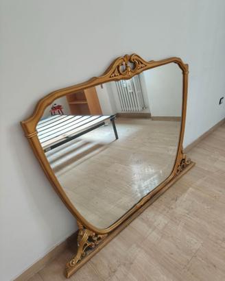 Grande Specchiera d'Epoca Dorata Stile Barocchetto