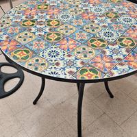 Tavolo Mosaico Ferro Battuto da 90cm Sedie a Parte