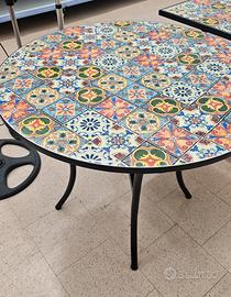 Tavolo Mosaico Ferro Battuto da 90cm Sedie a Parte