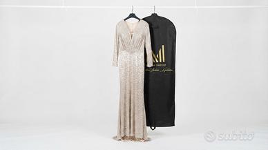 Abito lungo elegante paillettes champagne