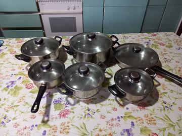 Set 6 pentole-pentolini-padella con coperchio
