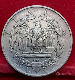 1936 rara 2 lire impero
