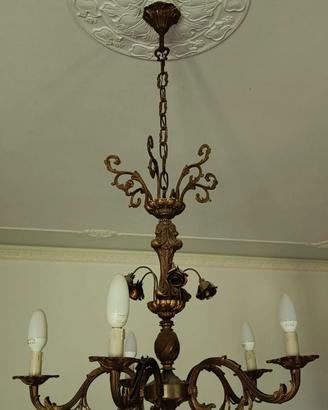 Lampadario vintage brunito 5 luci