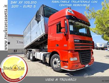 DAF XF 105.510-2011-€5-RIBALTABILE TRILATERALE+CEN