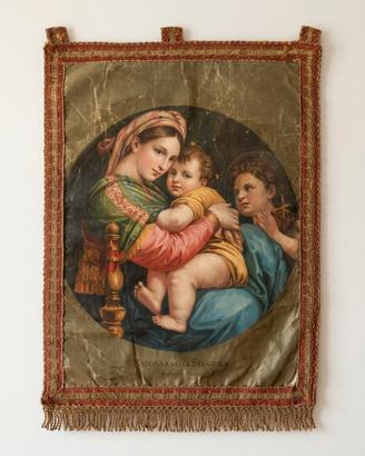 Raro Stendardo Religioso Antico Raffaello Fine 800