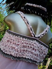 Abito Prendisole rosa  corpetto uncinetto  bijoux