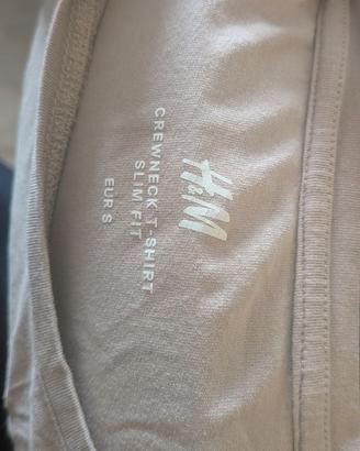 T-shirt H&M beige tortora slim fit - S