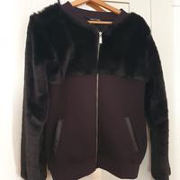 bomber nero da donna con parti tipo pelliccia tg M