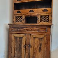 Vetrina-credenza toscana rustica in legno massello