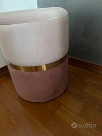 Pouf amazon velluto rosa e dorato