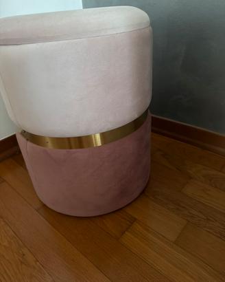 Pouf amazon velluto rosa e dorato