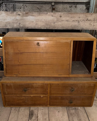 Mobile vintage in legno con ribalta e cassetti