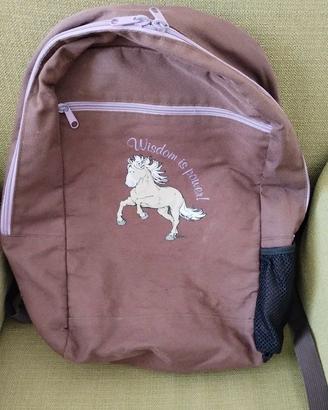 Zaino marrone Wisdom is Power! con cavallo NICI